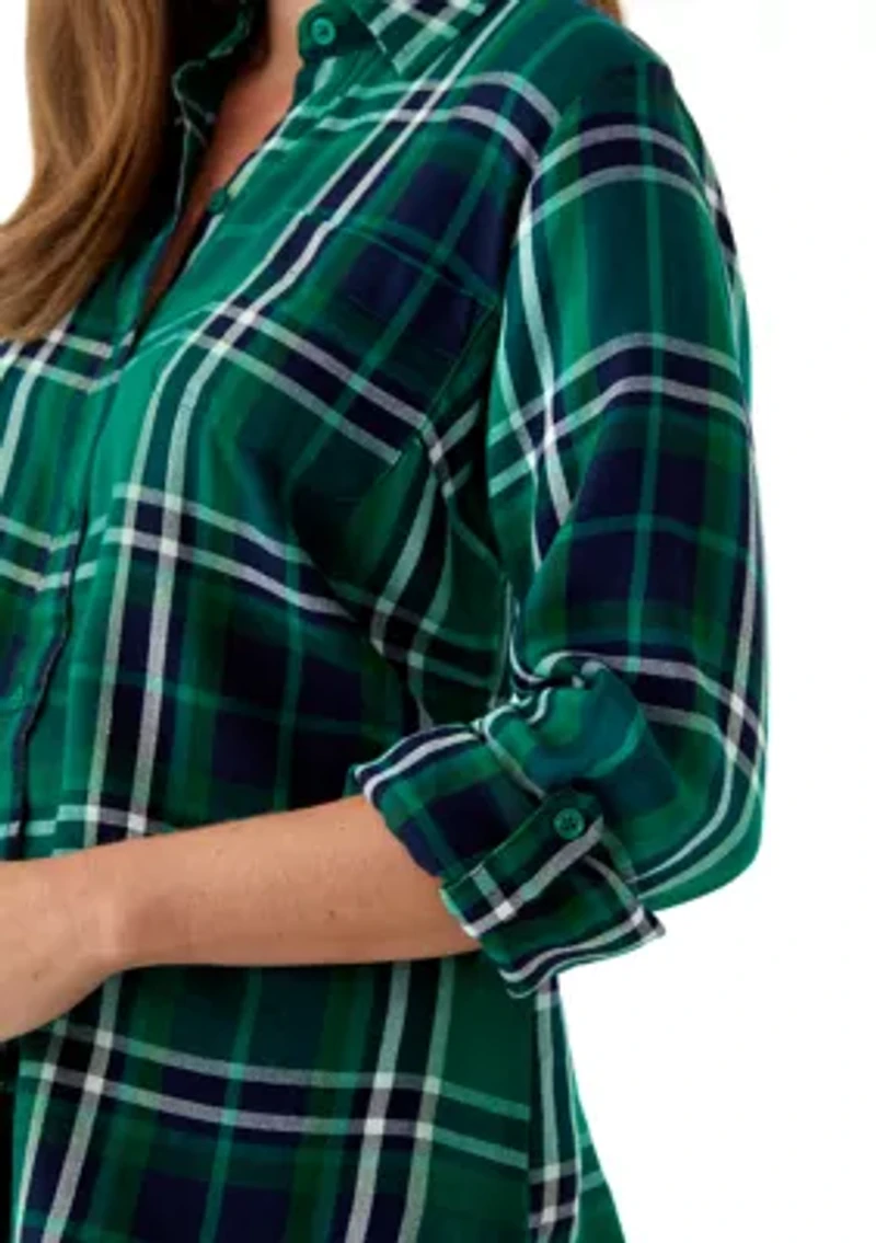 Petite Long Sleeve Flannel Shirt