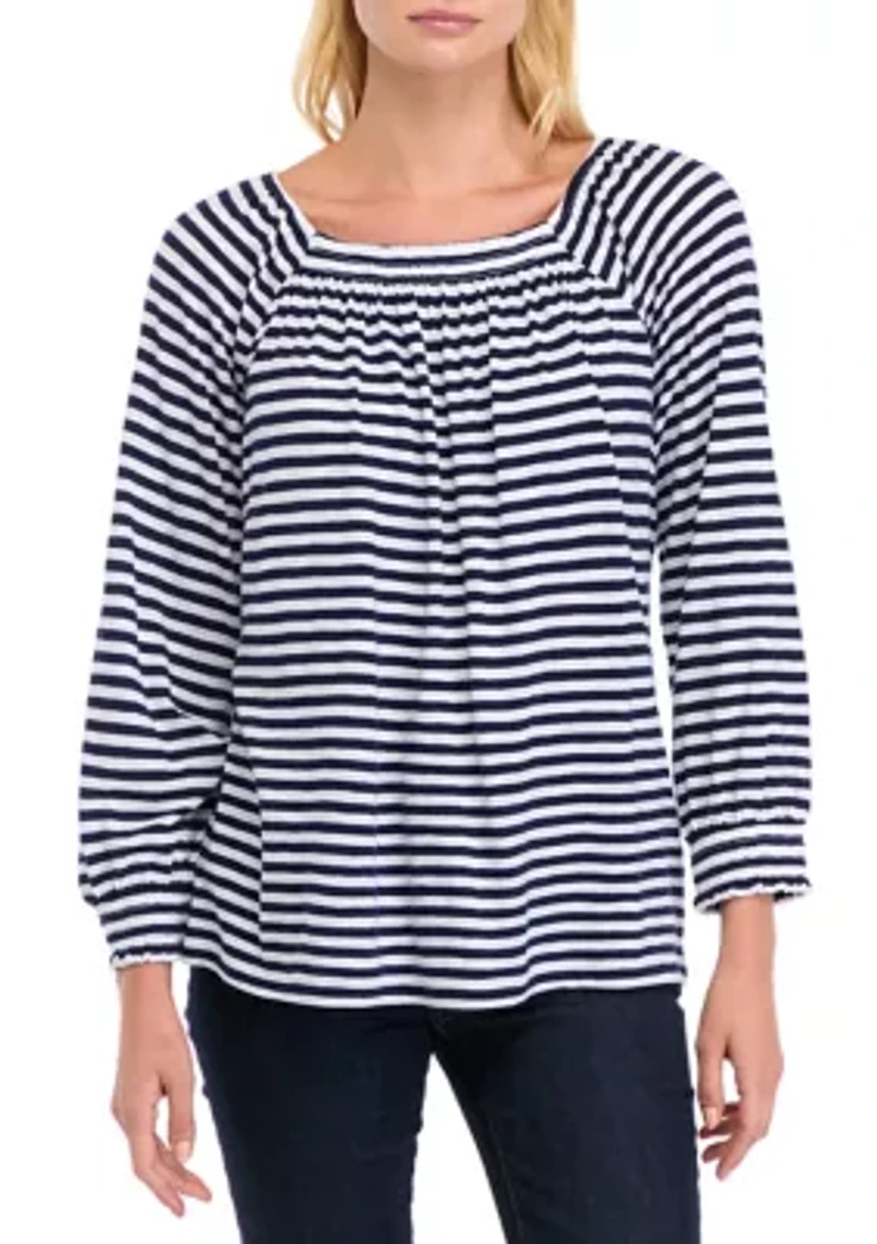 Women's 3/4 Sleeve Square Neck Printed Top