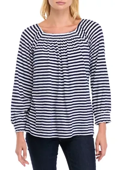 Women's 3/4 Sleeve Square Neck Printed Top
