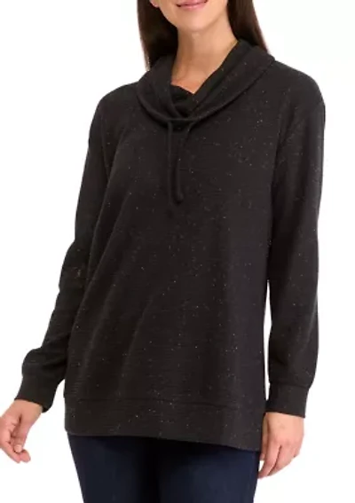 Women's Long Sleeve Ottoman Cowl Neck Tunic Sweater