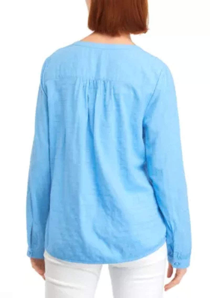 Women's Textured Peasant Top