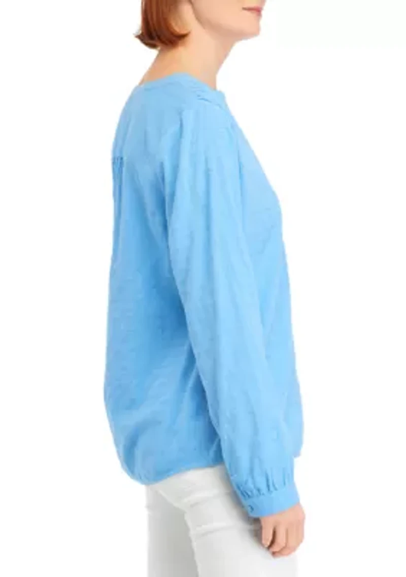 Women's Textured Peasant Top