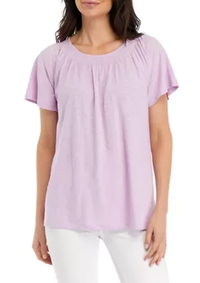 Women's Short Sleeve Smock Neck Top