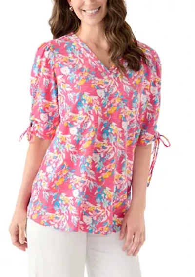 Women's V-Neck Elbow Sleeve Top