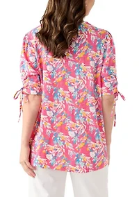 Women's V-Neck Elbow Sleeve Top