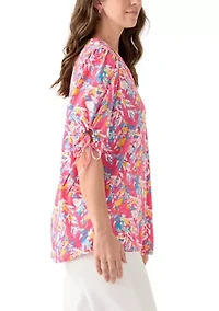 Women's V-Neck Elbow Sleeve Top