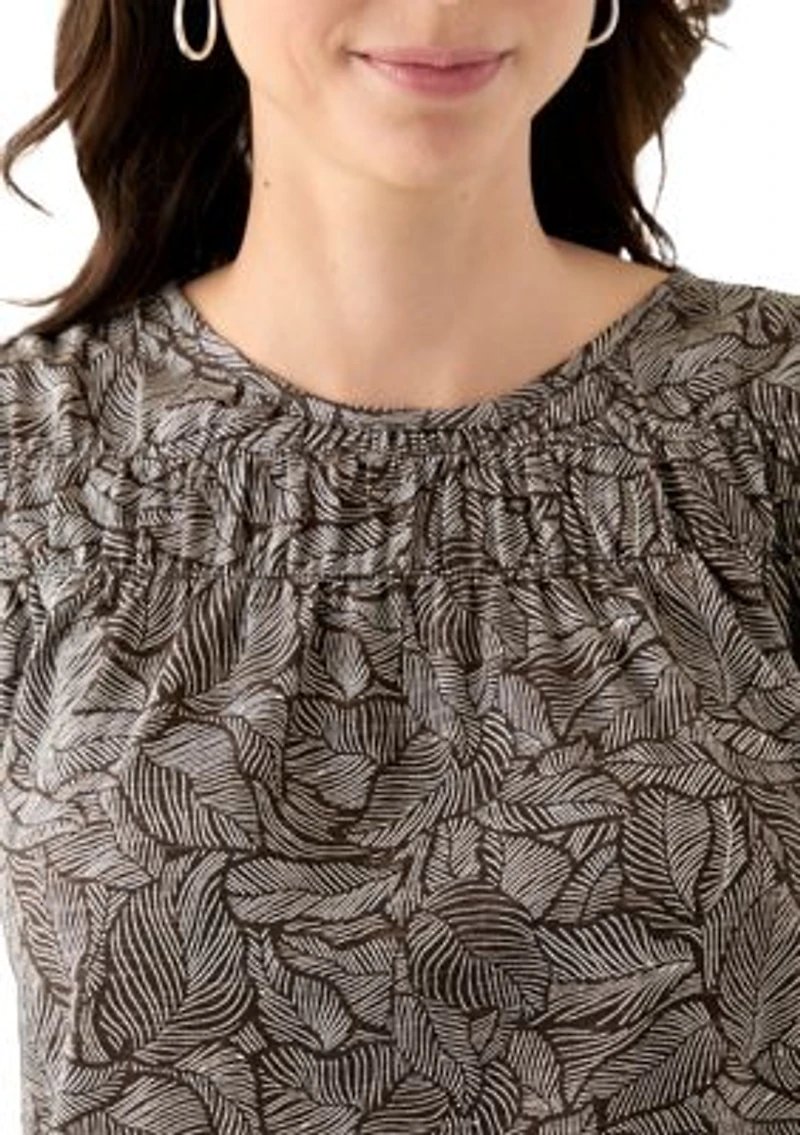 Women's 3/4 Puff Sleeve Smocked T-Shirt