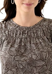 Women's 3/4 Puff Sleeve Smocked T-Shirt