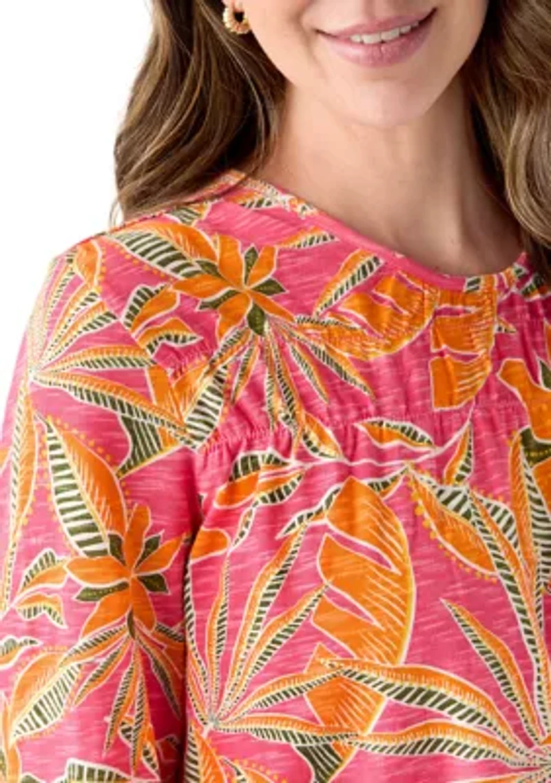 Women's 3/4 Puff Sleeve Smocked T-Shirt