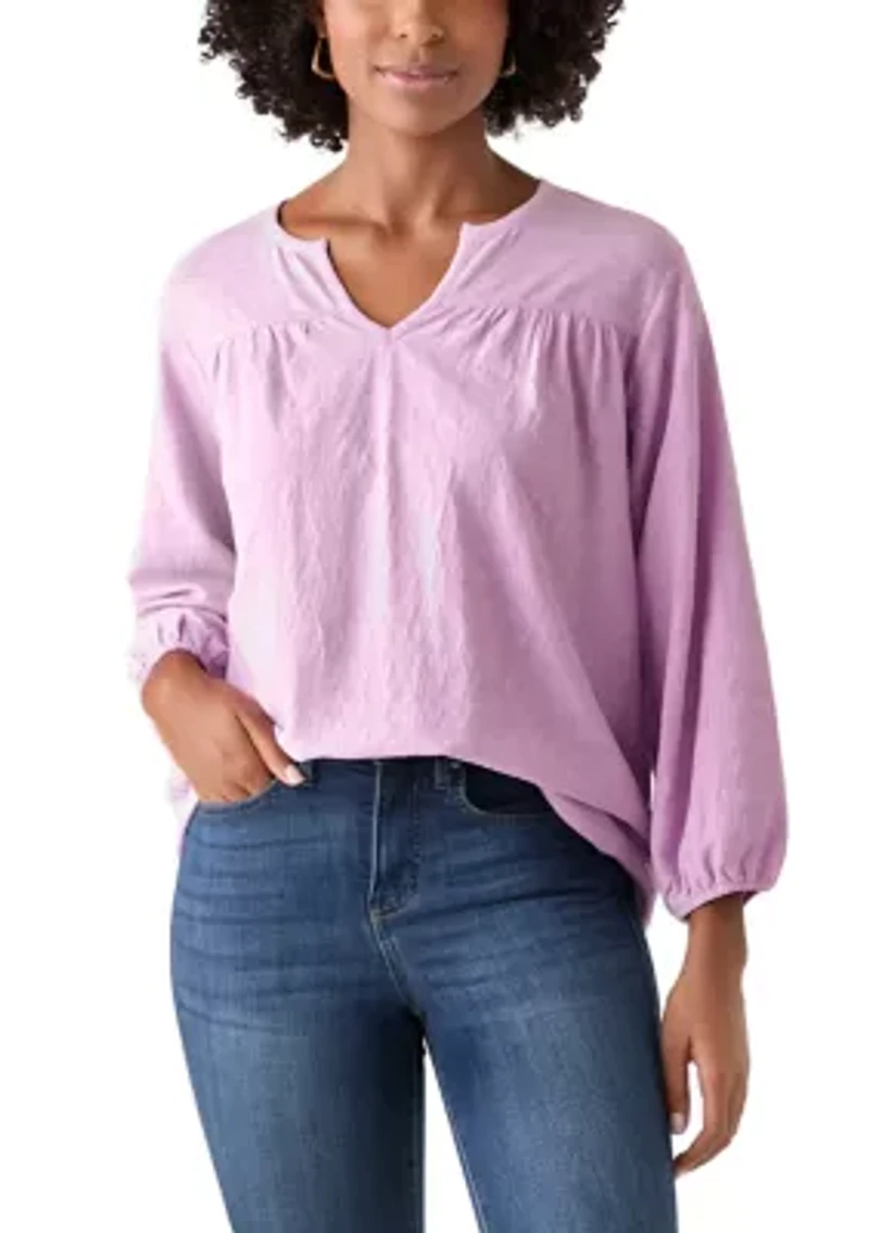 Women's Texture Knit Peasant Top