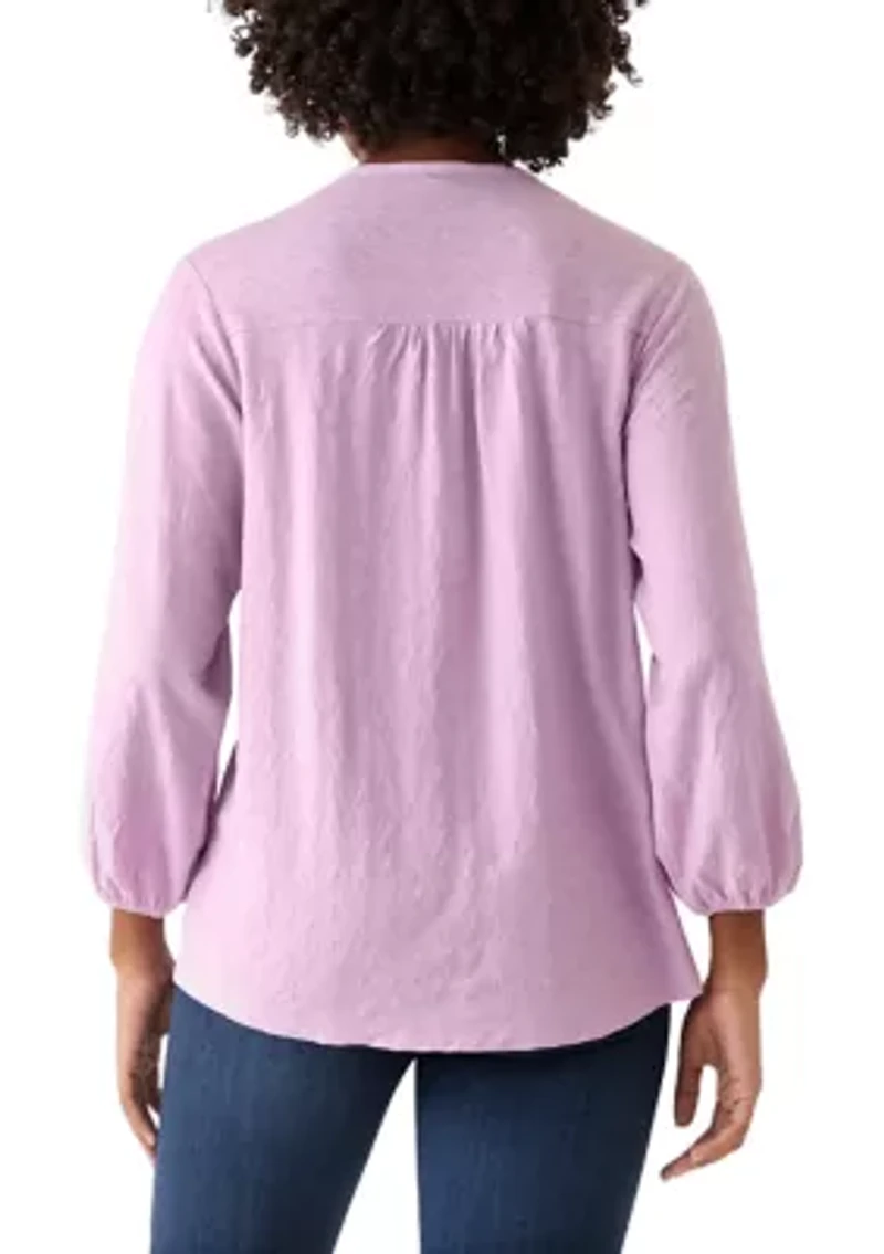 Women's Texture Knit Peasant Top