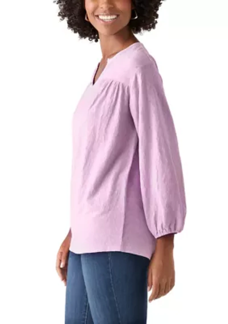 Women's Texture Knit Peasant Top