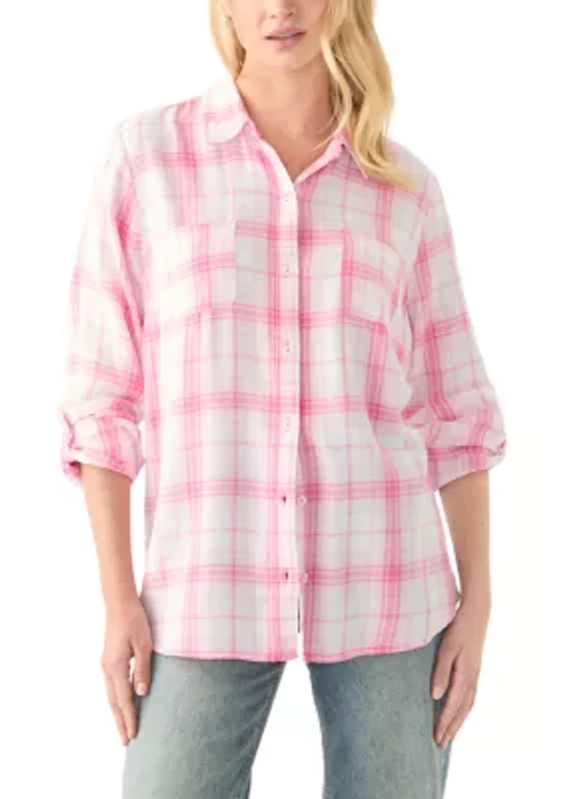 Women's Long Sleeve Roll Tab Yarn Dyed Flannel Shirt