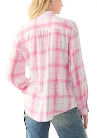 Women's Long Sleeve Roll Tab Yarn Dyed Flannel Shirt