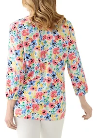 Women's 3/4 Sleeve Split Neck Tunic