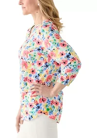 Women's 3/4 Sleeve Split Neck Tunic