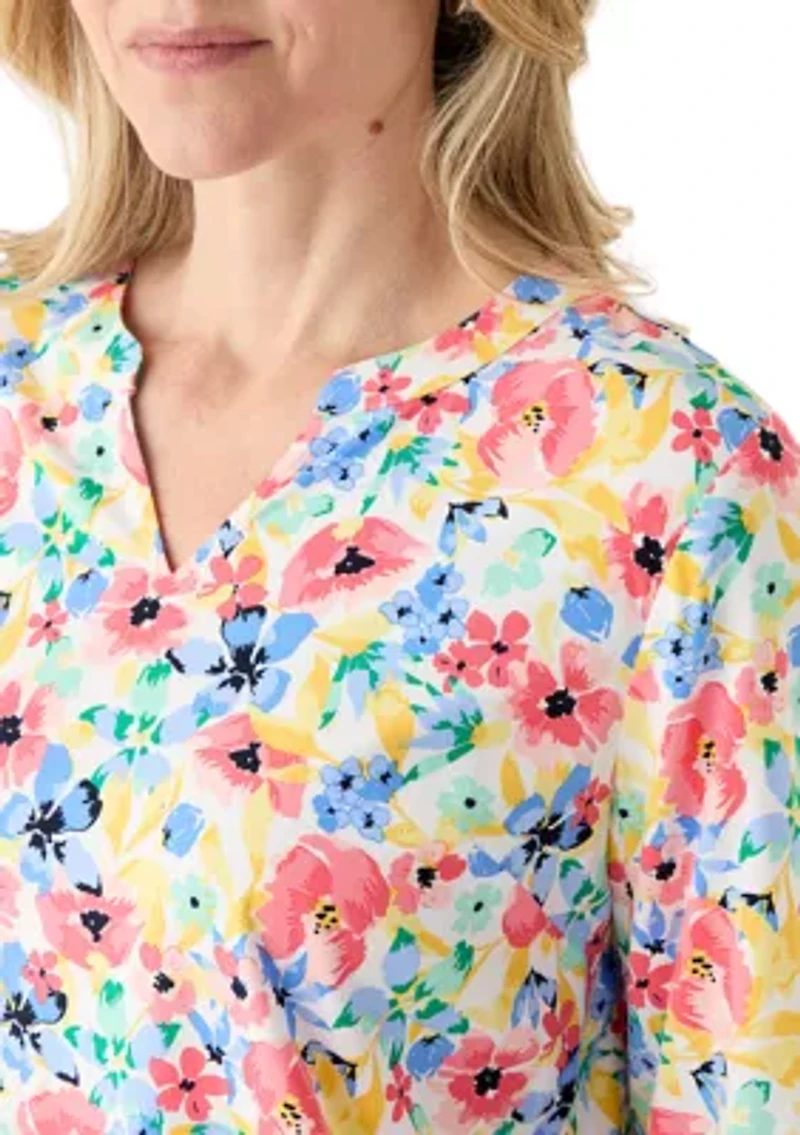 Women's 3/4 Sleeve Split Neck Tunic