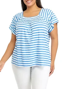 Plus Short Sleeve Square Neck Top