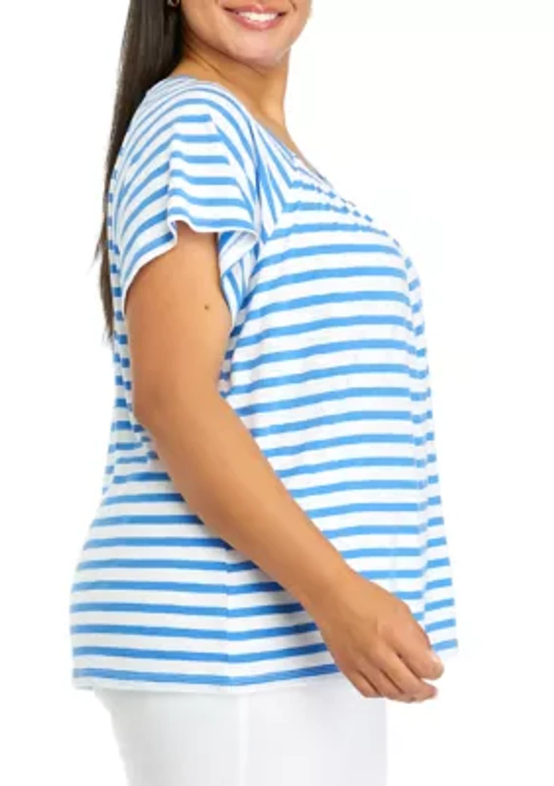 Plus Short Sleeve Square Neck Top