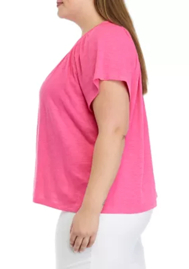 Plus Short Sleeve Solid Top