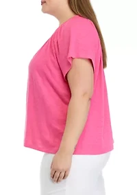 Plus Short Sleeve Solid Top