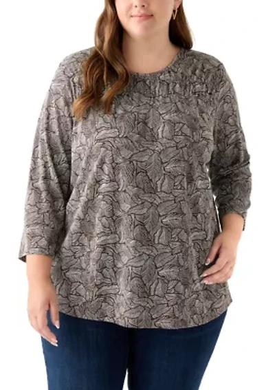 Plus Elbow Puff Sleeve Smock T-Shirt