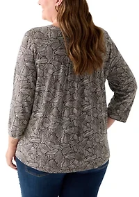 Plus Elbow Puff Sleeve Smock T-Shirt
