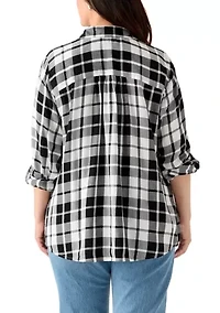 Women's Long Sleeve Flannel Work Shirt with Lurex