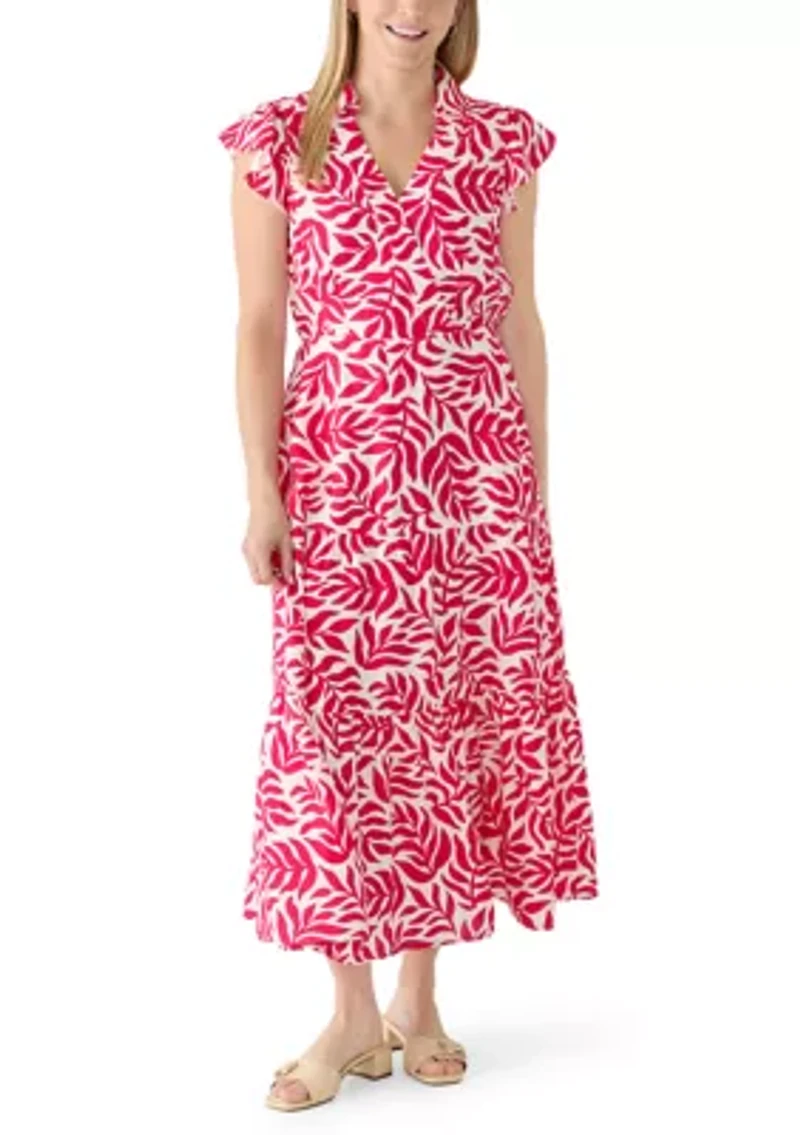 Women's Collared Tiered Midi Dress