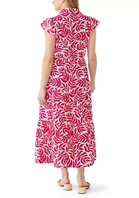 Women's Collared Tiered Midi Dress