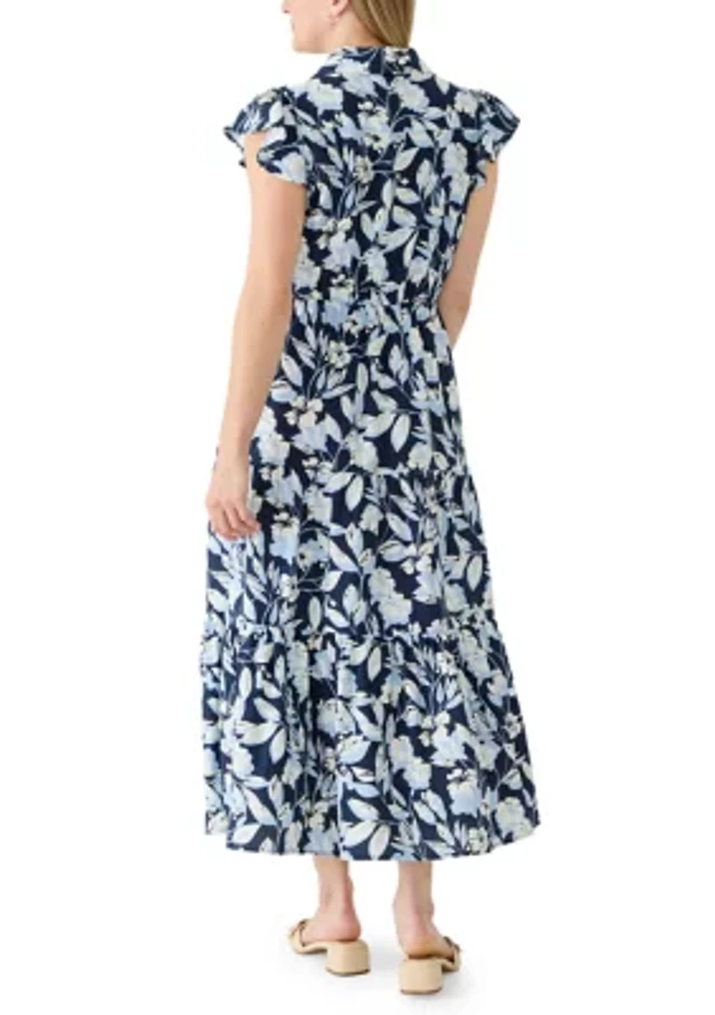 Women's Collared Tiered Midi Dress