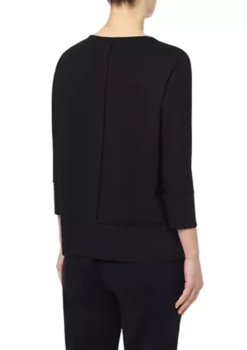 Serenity Knit 3/4 Dolman Sleeve Tunic with Seam Detail
