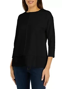 Petite Serenity Knit 3/4 Dolman Sleeve Seam Detail Tunic