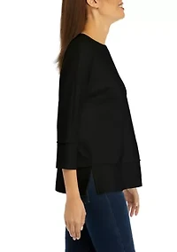 Petite Serenity Knit 3/4 Dolman Sleeve Seam Detail Tunic