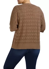 Plus Dolman Sleeve Pointelle Pullover Sweater