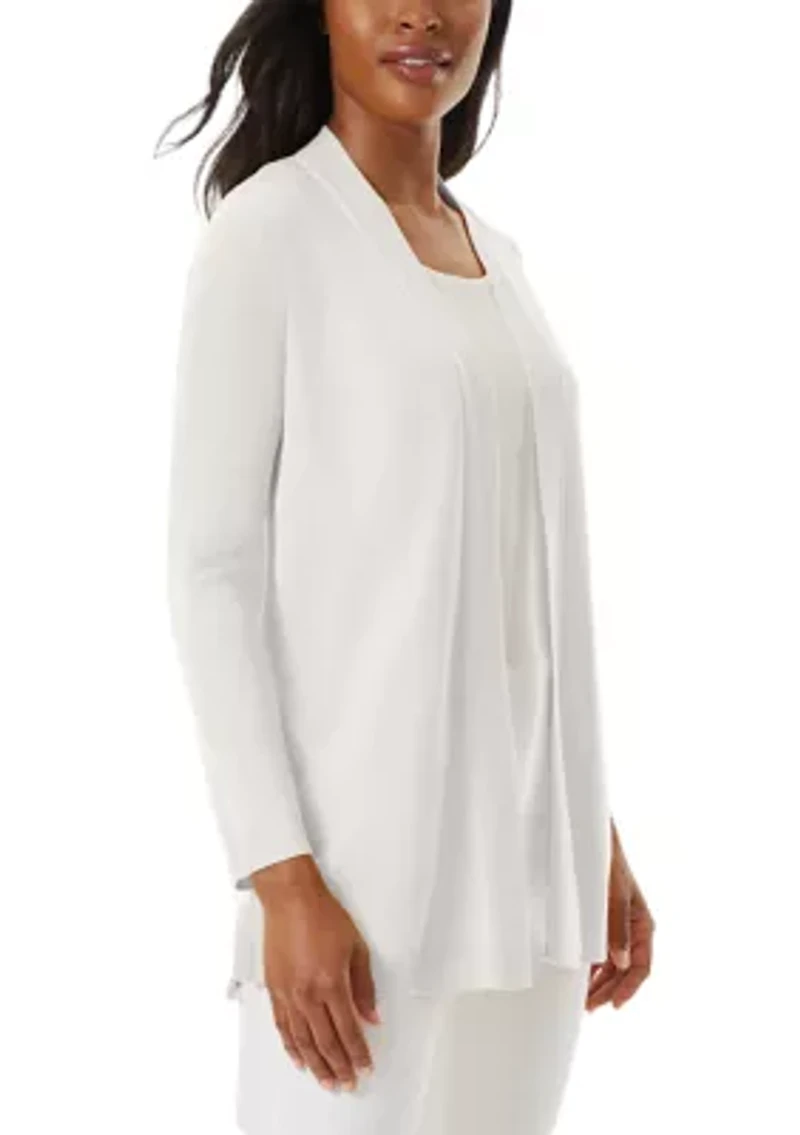 Women's Open Front Cardigan with Novelty Placket