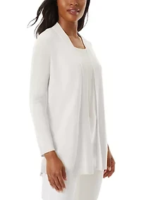 Women's Open Front Cardigan with Novelty Placket