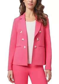 Petite Modern Compression Faux Double Breasted Jacket