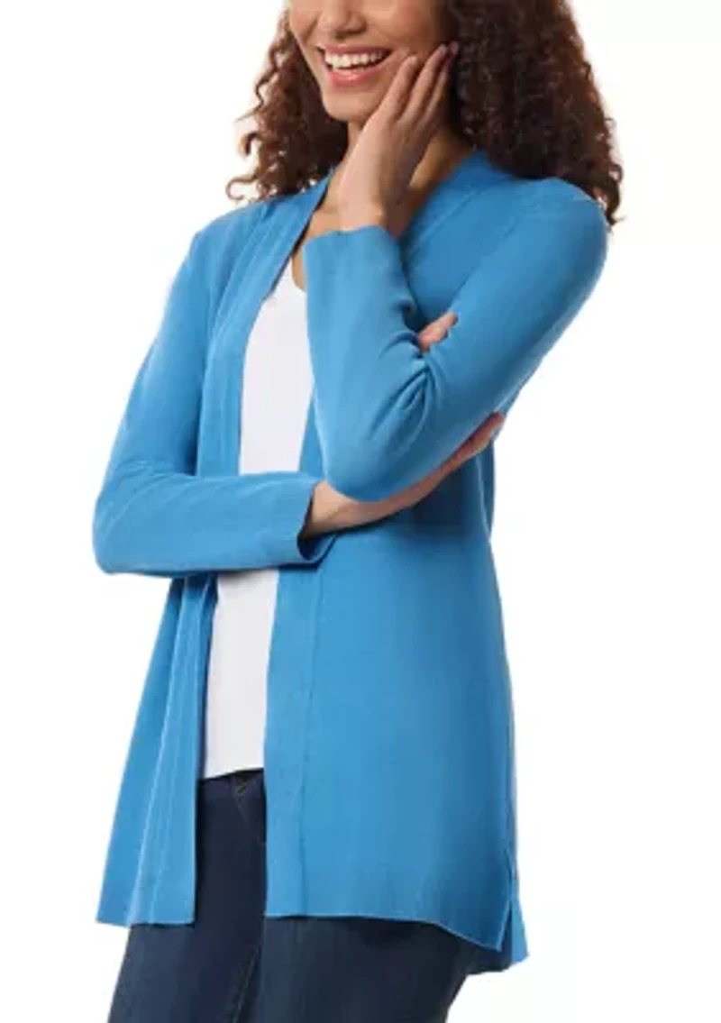 Petite Open Front Cardigan with Novelty Placket