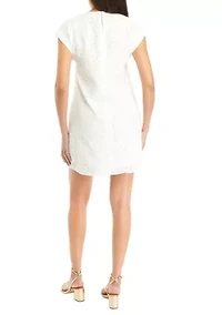 Petite Short Sleeve Side Button Swing Dress