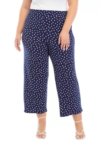 Plus Pull On Wide Leg Crop Pants