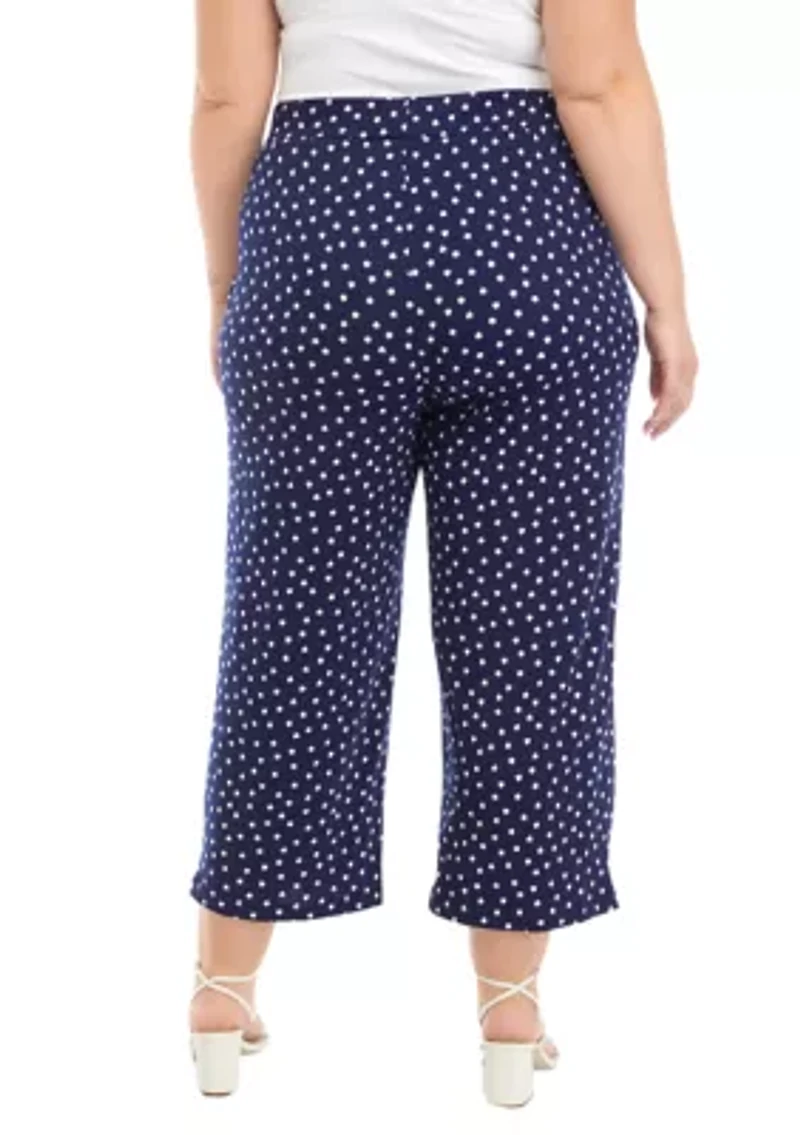 Plus Pull On Wide Leg Crop Pants