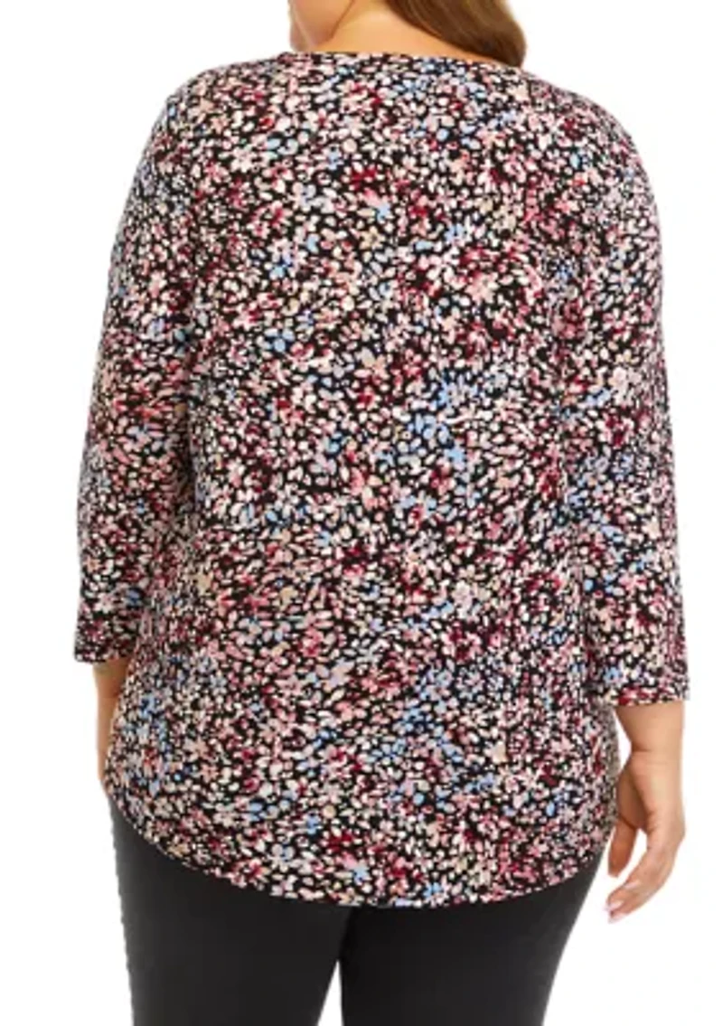 Plus 2/4 Sleeve Floral Top