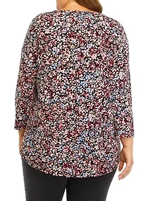 Plus 2/4 Sleeve Floral Top