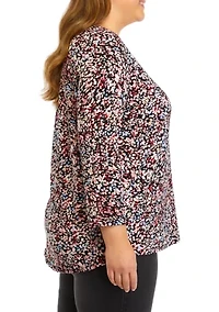 Plus 2/4 Sleeve Floral Top
