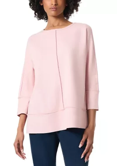 Women's Serenity Knit 3/4 Dolman Sleeve Seam Detail Tunic Top