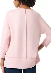 Women's Serenity Knit 3/4 Dolman Sleeve Seam Detail Tunic Top