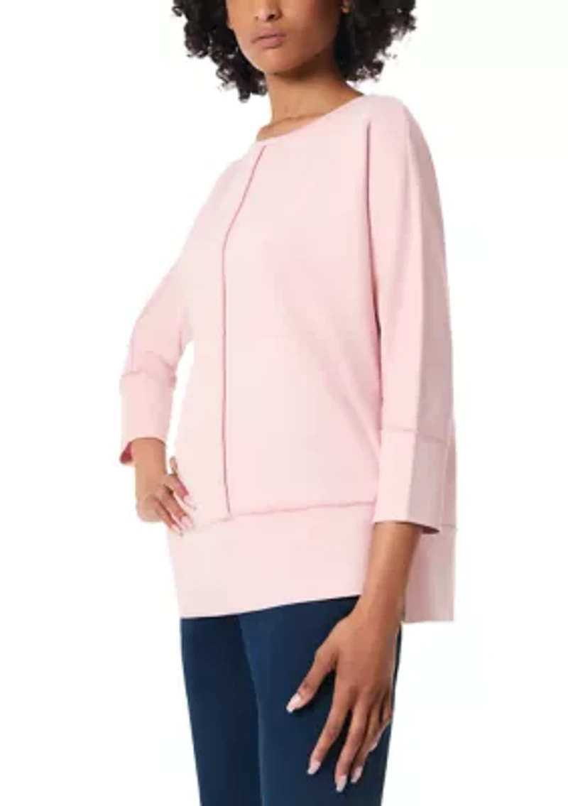 Women's Serenity Knit 3/4 Dolman Sleeve Seam Detail Tunic Top