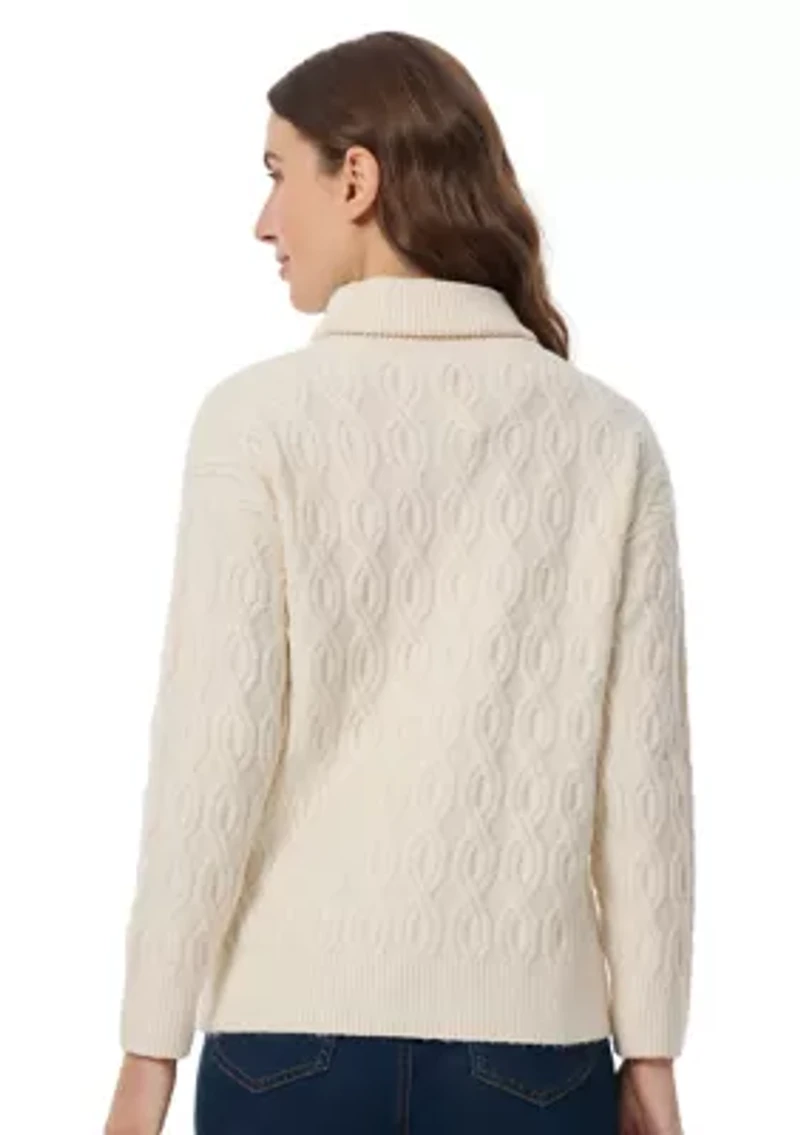 Petite Rib Twist Cable Turtleneck Sweater