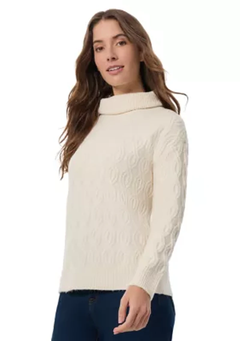 Petite Rib Twist Cable Turtleneck Sweater
